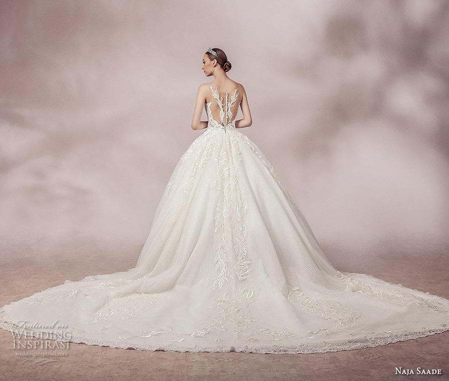 naja saade 2018 bridal sleeveless sheer strap v neck full embellishment romantic princess ball gown a line wedding dress sheer lace back royal train (8) bv naja saade 2018 bridal sleeveless sheer strap v neck full embellishment romantic princess ball gown a line wedding dress sheer lace back royal train (8) bv