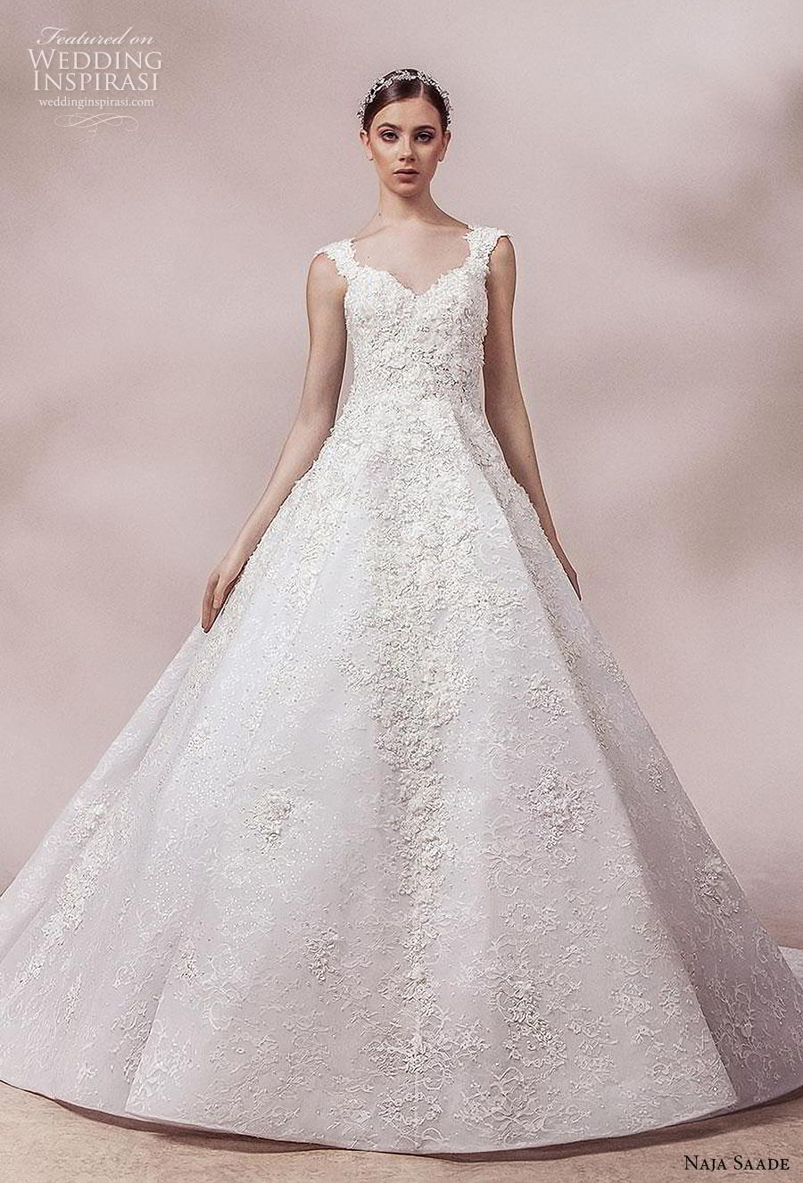 naja saade 2018 bridal sleeveless thick strap sweetheart neckline heavily embellished bodice romantic a  line weddomg dress sheer button back chapel train (9) mv