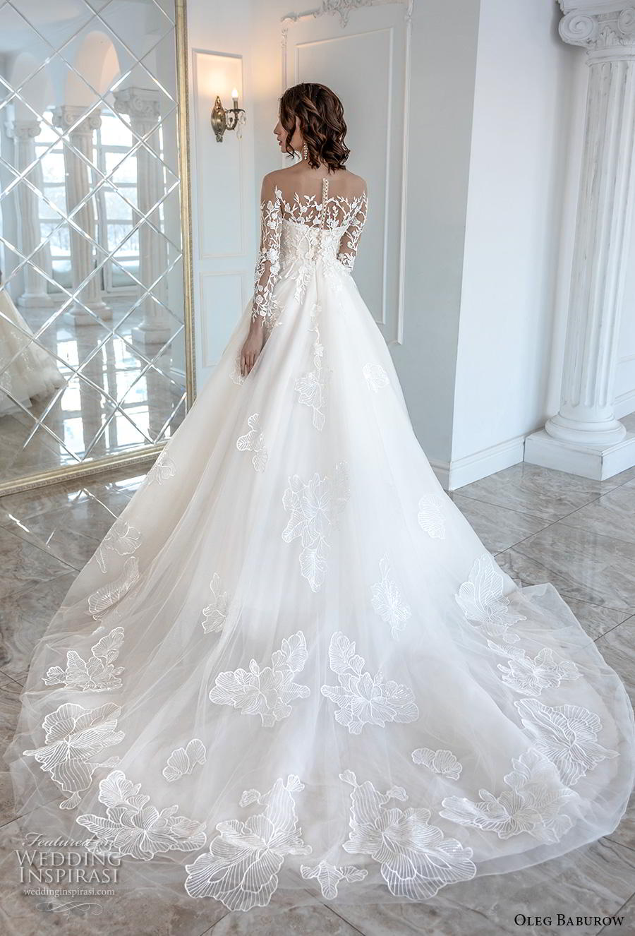 oleg baburow 2019 bridal long sleeves illusion bateau sweetheart neckline heavily embellished bodice princess a  line wedding dress chapel train (1) bv