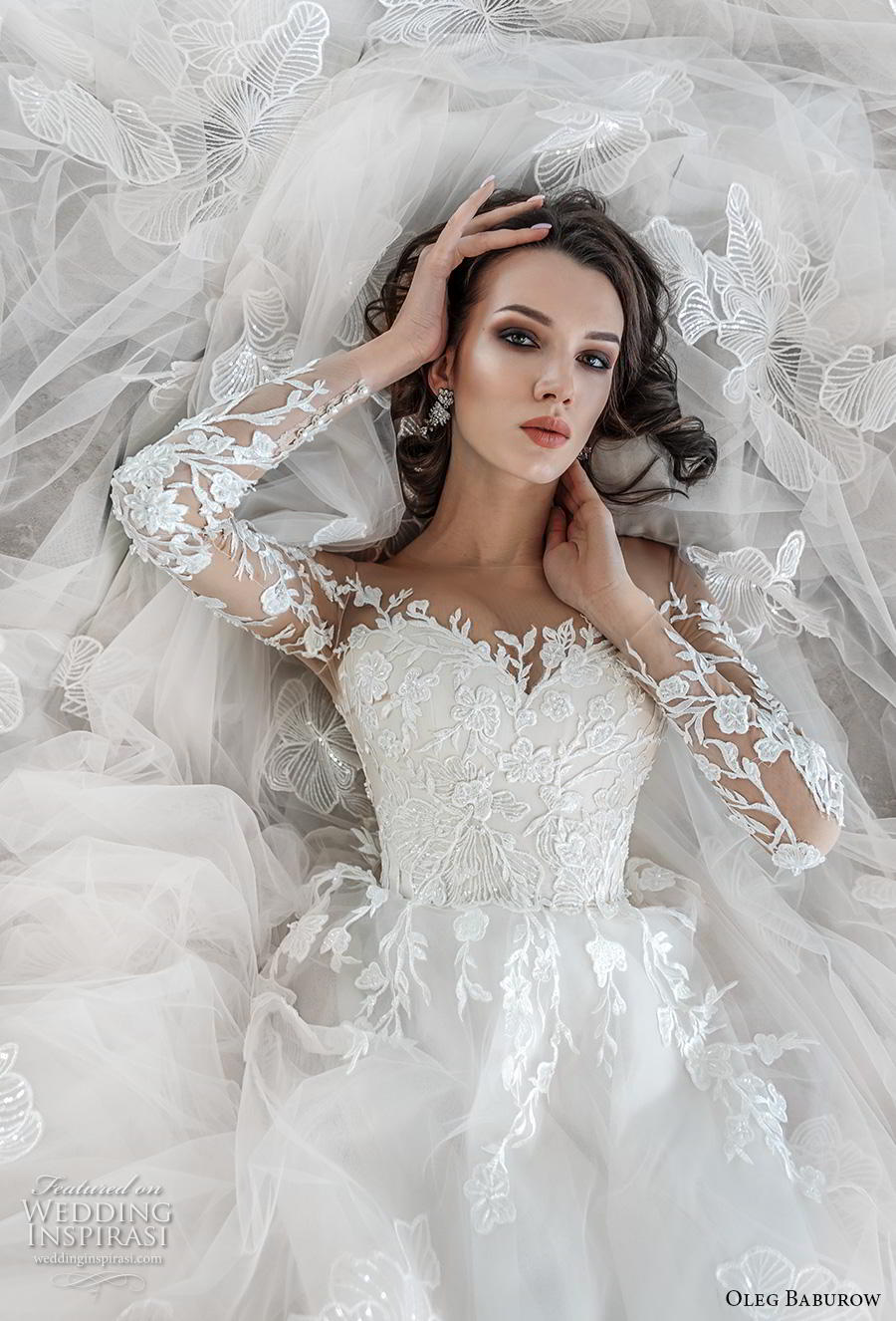 oleg baburow 2019 bridal long sleeves illusion bateau sweetheart neckline heavily embellished bodice princess a  line wedding dress chapel train (1) zv