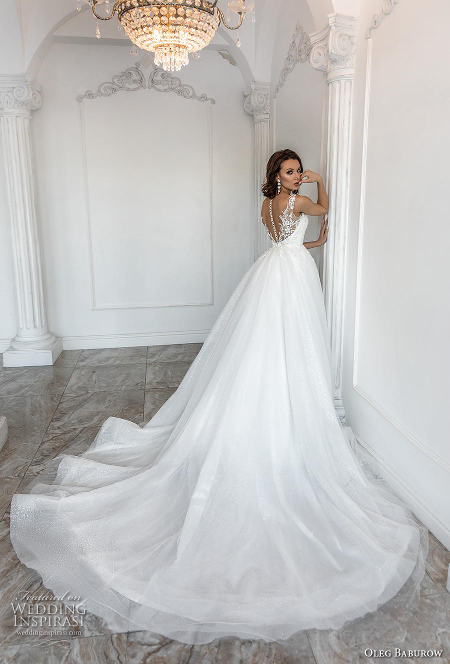 oleg baburow 2019 bridal sleeveless with strap sweetheart neckline heavily embellished bodice romantic a  line wedding dress sheer button back chapel train (7) bv