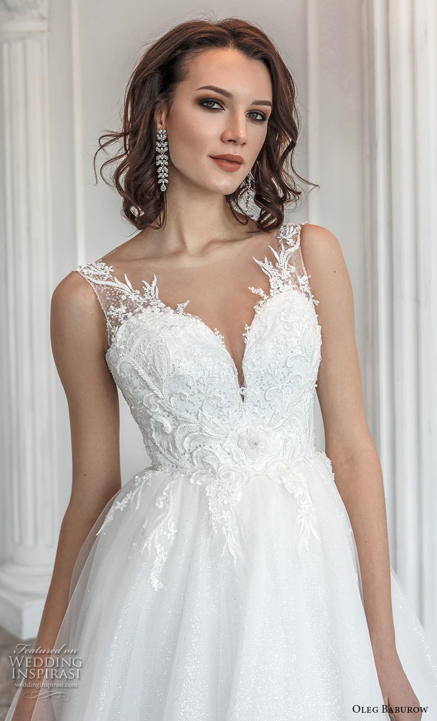 oleg baburow 2019 bridal sleeveless with strap sweetheart neckline heavily embellished bodice romantic a  line wedding dress sheer button back chapel train (7) zv