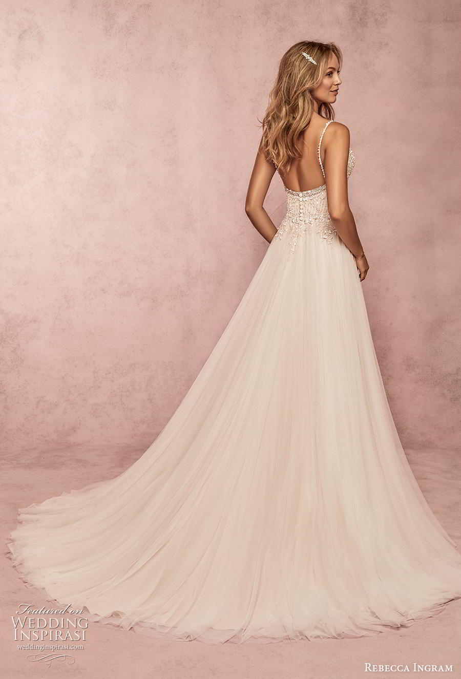 rebecca ingram s2019 bridal sleeveless thin strap sweetheart neckline heavily embellished bodice romantic a  line wedding dress backless chapel train (6) bv