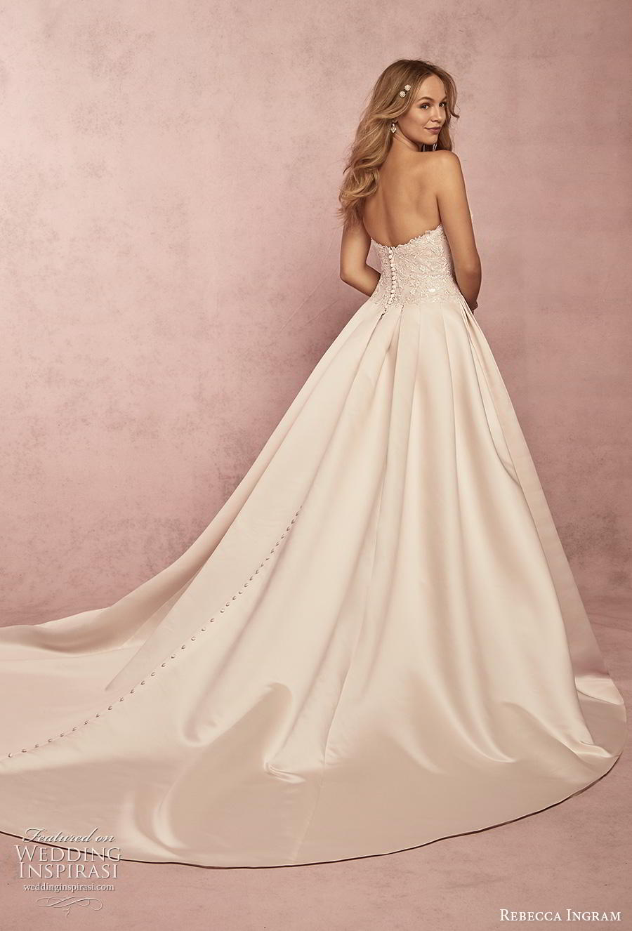 rebecca ingram s2019 bridal strapless sweetheart neckline heavily embellished bodice romantic ball gown a  line wedding dress mid back chapel train (2) bv