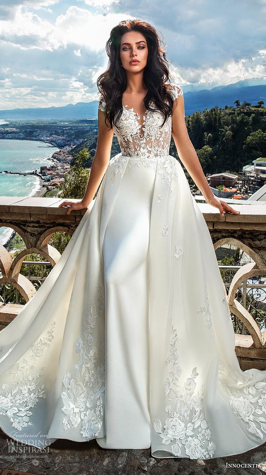 Innocentia 2019 toarmina bridal cap sleeves illusion bateau deep sweetheart neckline heavily embellished bodice romantic ball gown a  line wedding dress backless low back chapel train (13) mv