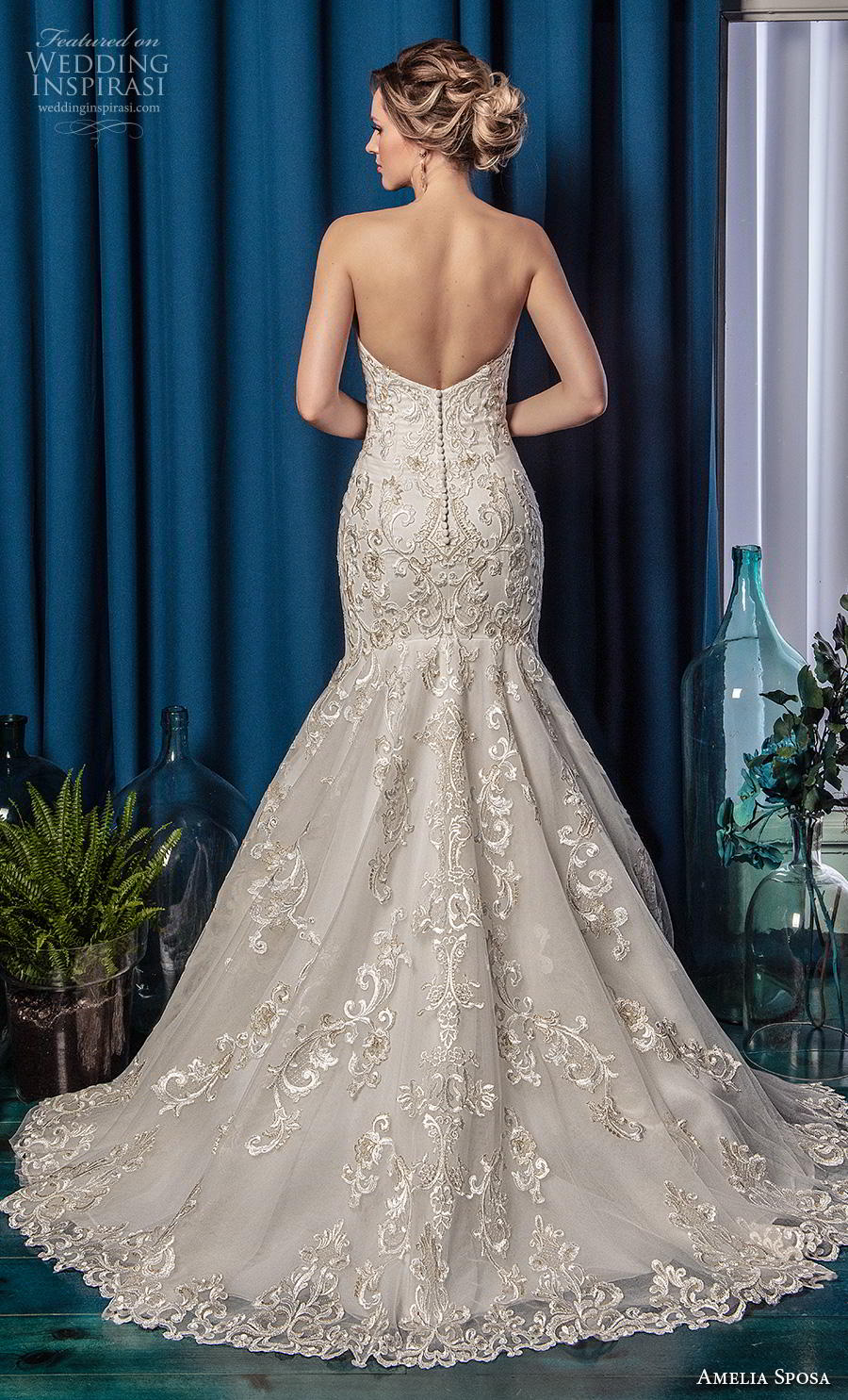 amelia sposa 2019 bridal strapless sweetheart neckline full embellishment elegant mermaid wedding dress mid back chapel train (1) bv