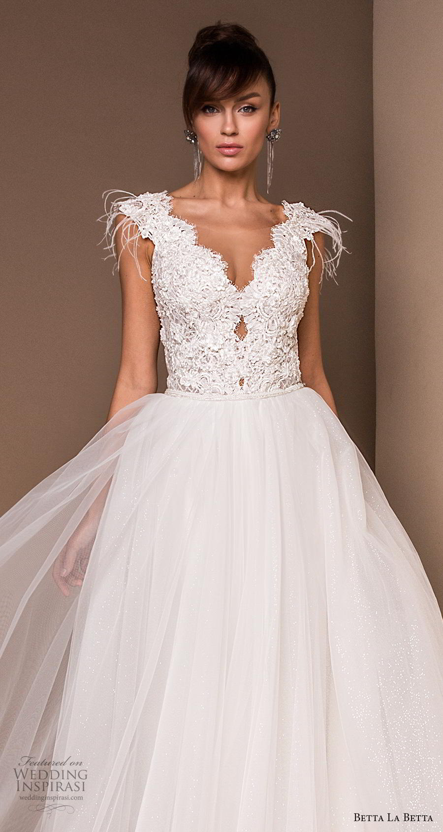 betta la betta 2020 bridal cap sleeves v neck heavily embellished bodice romantic ball gown a  line wedding dress v back chapel train (13) zv