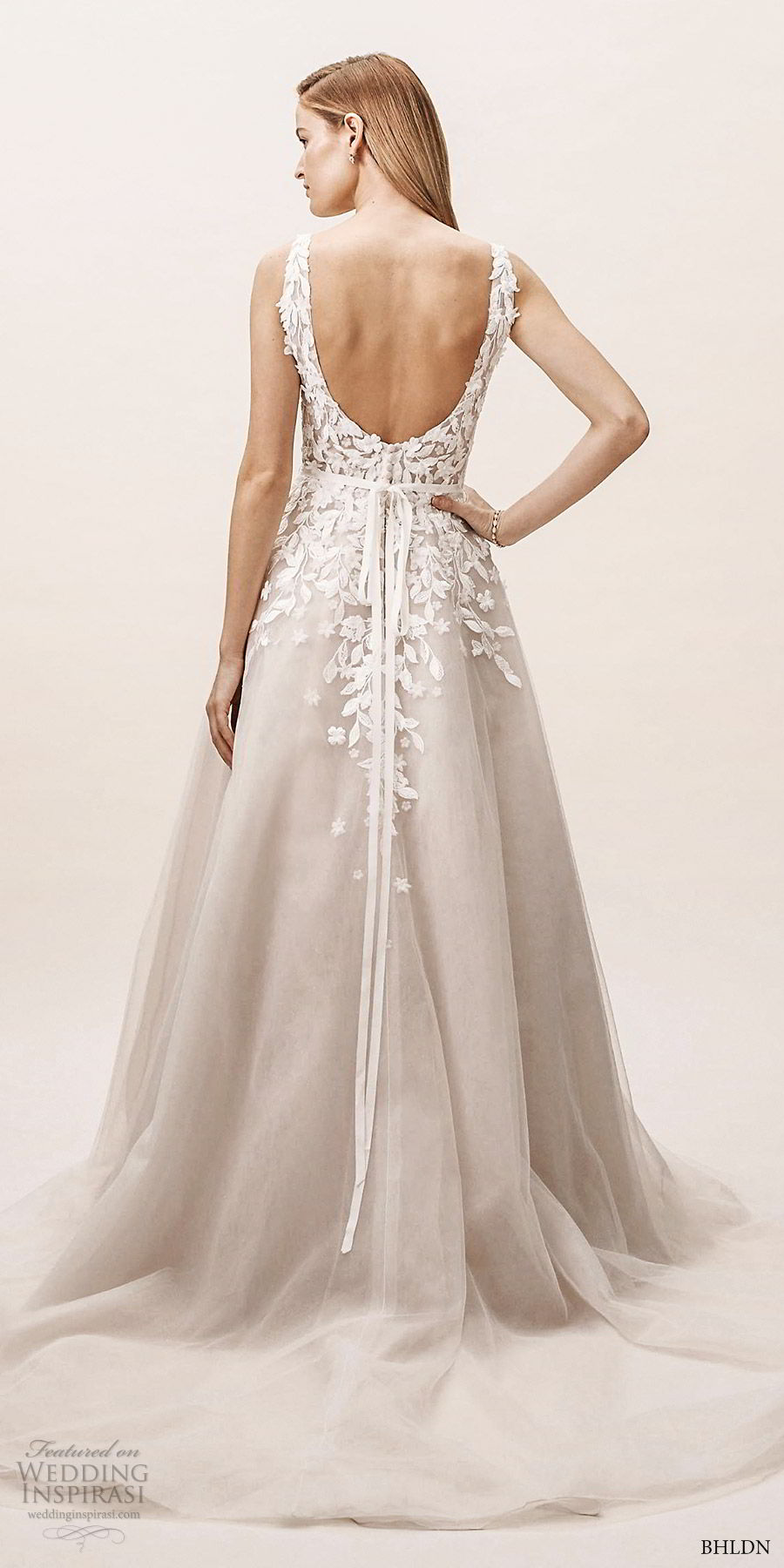 bhldn spring 2019 bridal sleeveless v neck embellished bodice a line ball gown wedding dress (1) elegant romantic blush scoop back chapel train bv