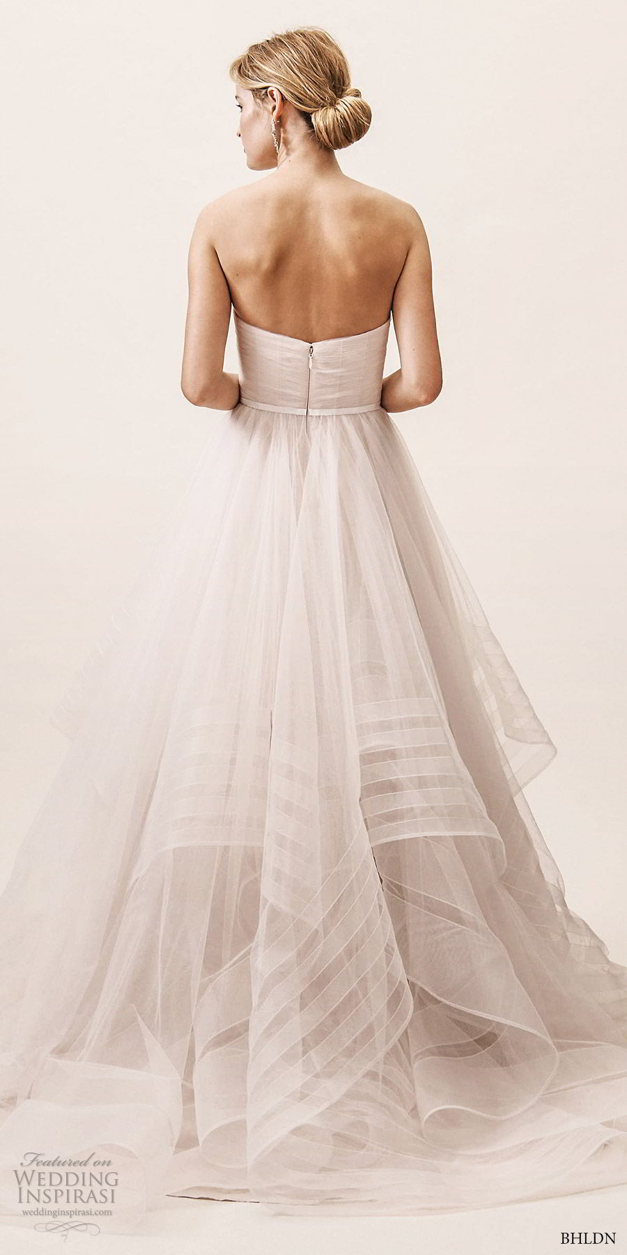 bhldn spring 2019 bridal strapless sweetheart ruched bodice tiered skirt ball gown a line wedding dress (4) elegant romantic princess chapel train bv