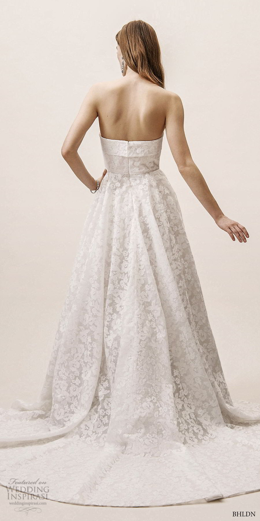 bhldn spring 2019 bridal straplesss straight across fully embelllished lace a line ball gown wedding dress (10) elegant princess chapel train bv
