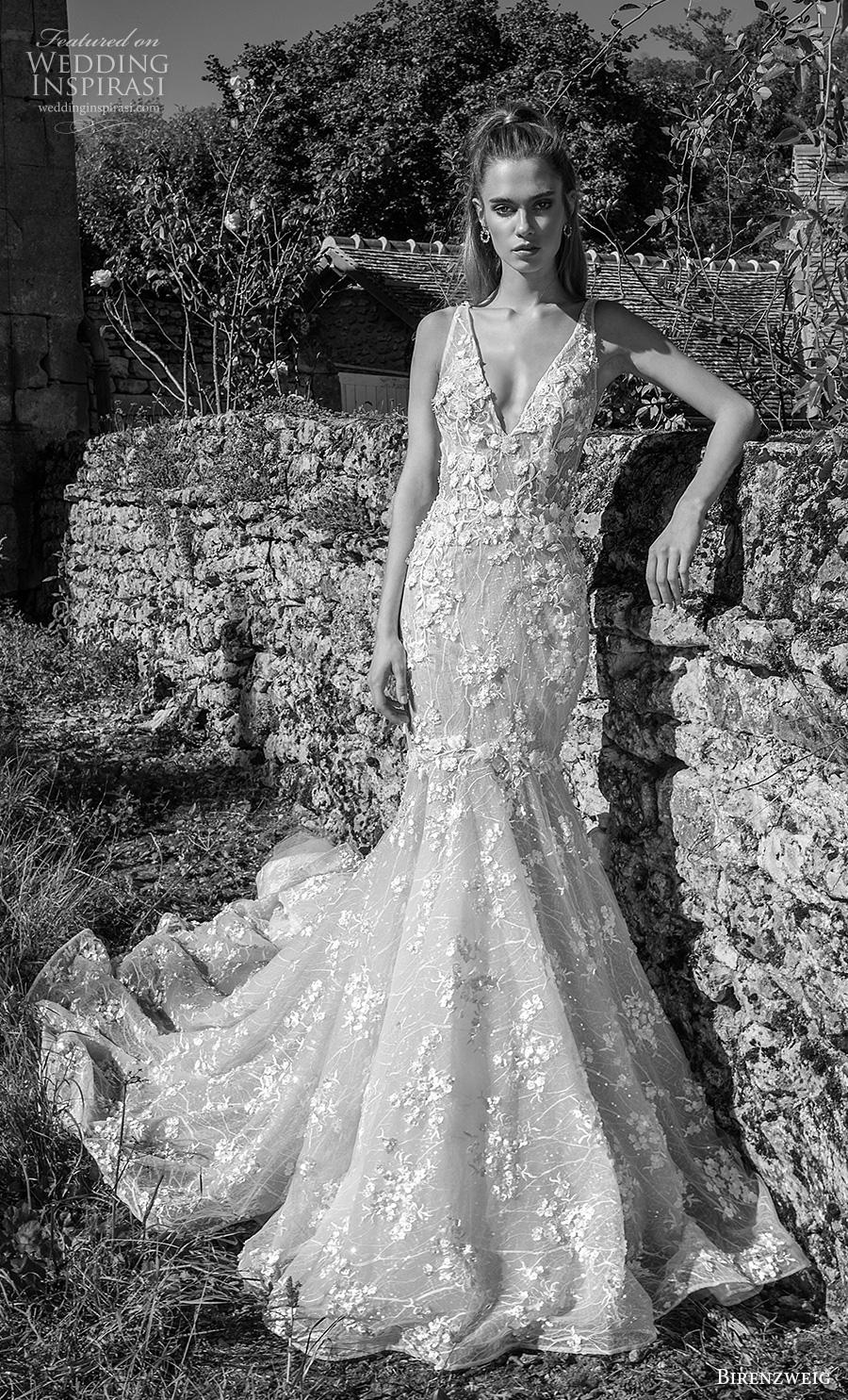 birenzweig fall 2019 bridal sleeveless with strap v neck full embellishment elegant mermaid wedding dress v back chapel train (12) mv