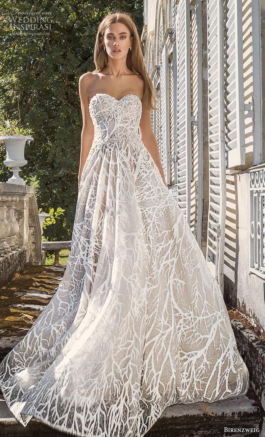birenzweig fall 2019 bridal strapless sweetheart neckline full embellishment romantic a  line wedding dress mid back medium train (14) mv