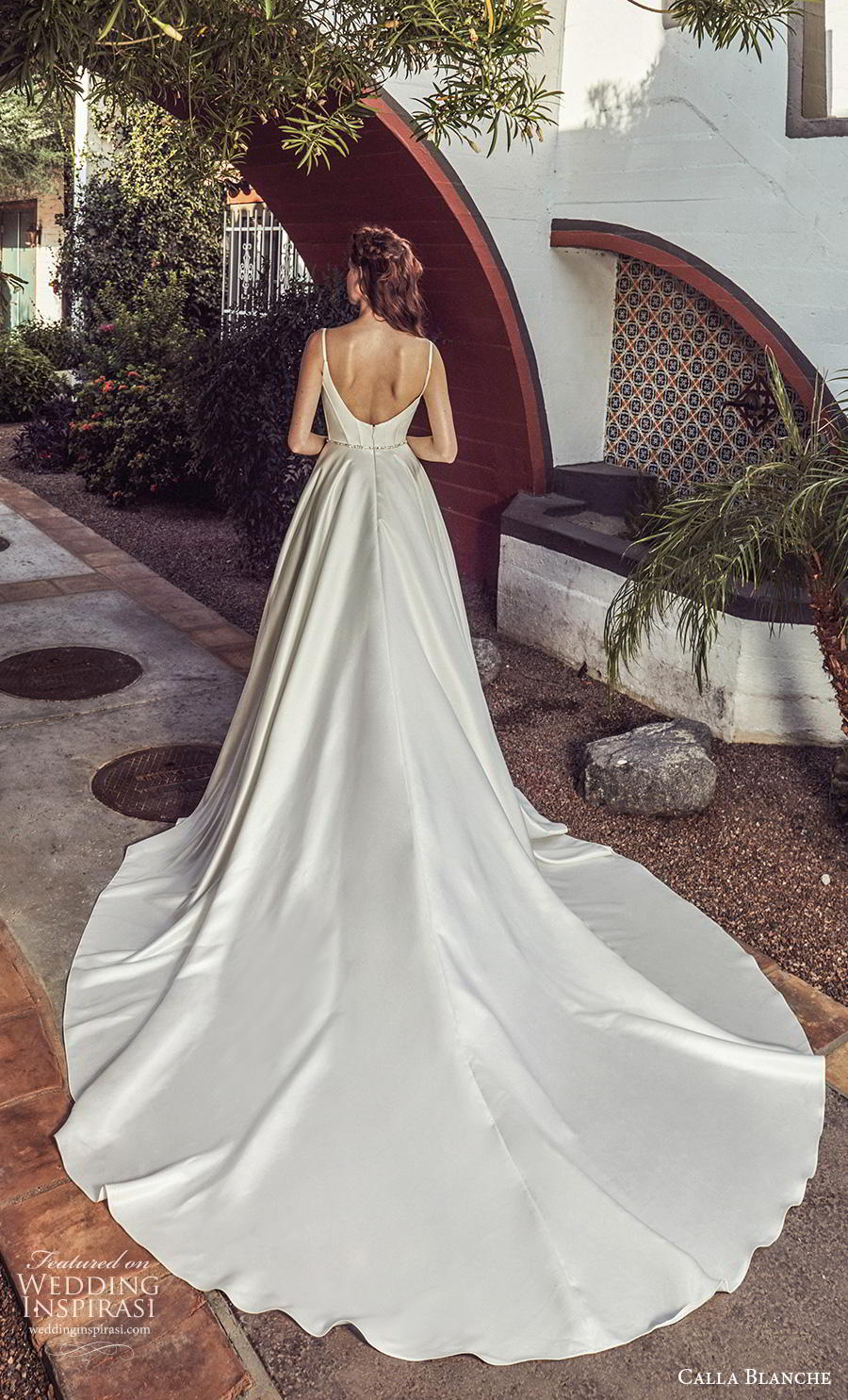 calla blanche s2019 lamour bridal sleeveless thin strap sweetheart neckline bustier simple minimalist elegant a  line wedding dress v back chapel train (14) bv