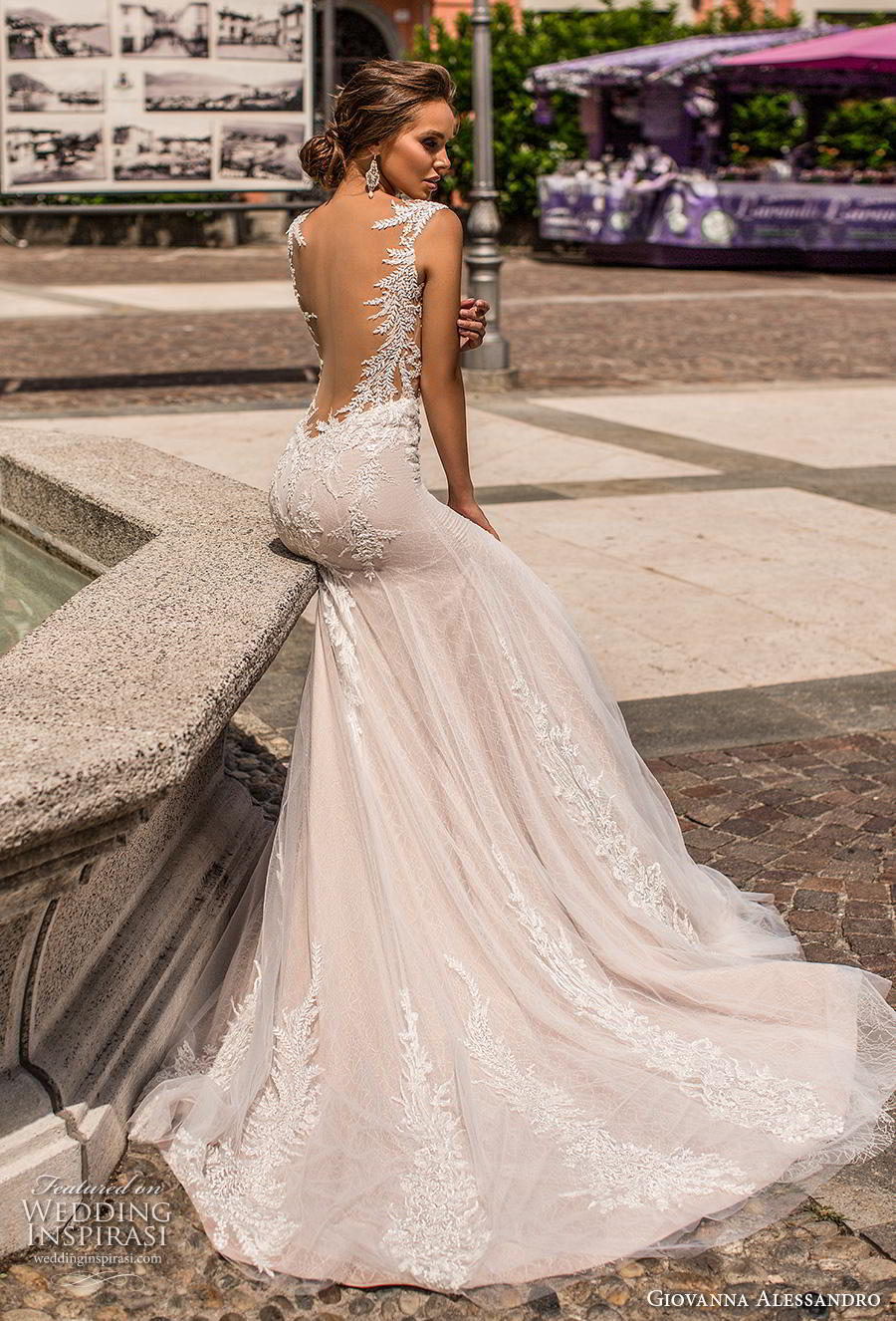 giovanna alessandro 2019 bridal sleeveless illusion bateau sweetheart neckline heavily embellished bodice elegant fit and flare wedding dress backless low back chapel train (16) bv