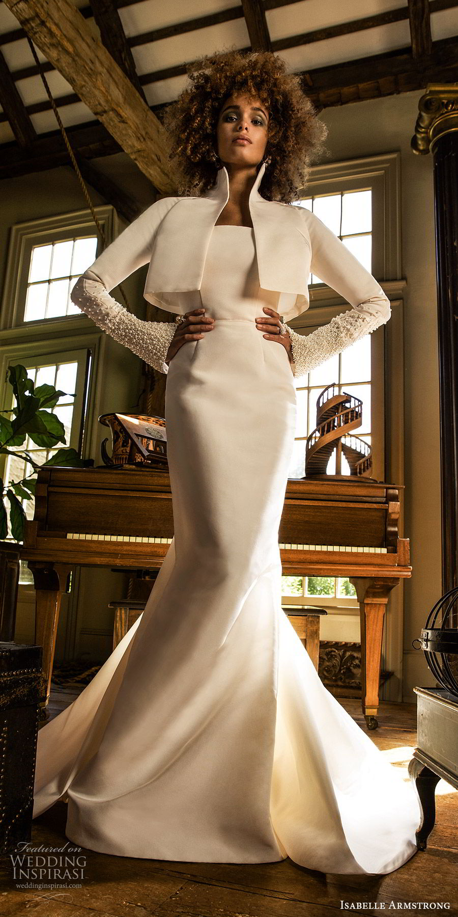 isabelle armstrong fall 2019 bridal long sleeves jacket high collar mermaid wedding dress (4) clean modern chic mv isabelle armstrong fall 2019 bridal long sleeves jacket high collar mermaid wedding dress (4) clean modern chic mv