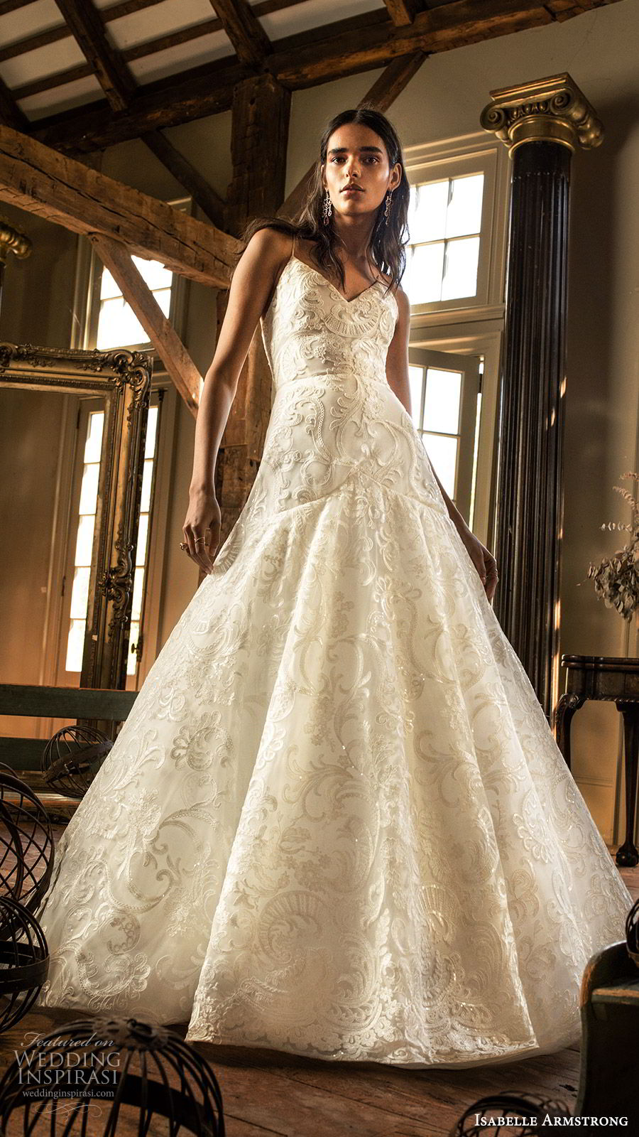 isabelle armstrong fall 2019 bridal sleeveless thin straps vneck embroidered lace a line ball gown wedding dress (13) romantic mv isabelle armstrong fall 2019 bridal sleeveless thin straps vneck embroidered lace a line ball gown wedding dress (13) romantic mv