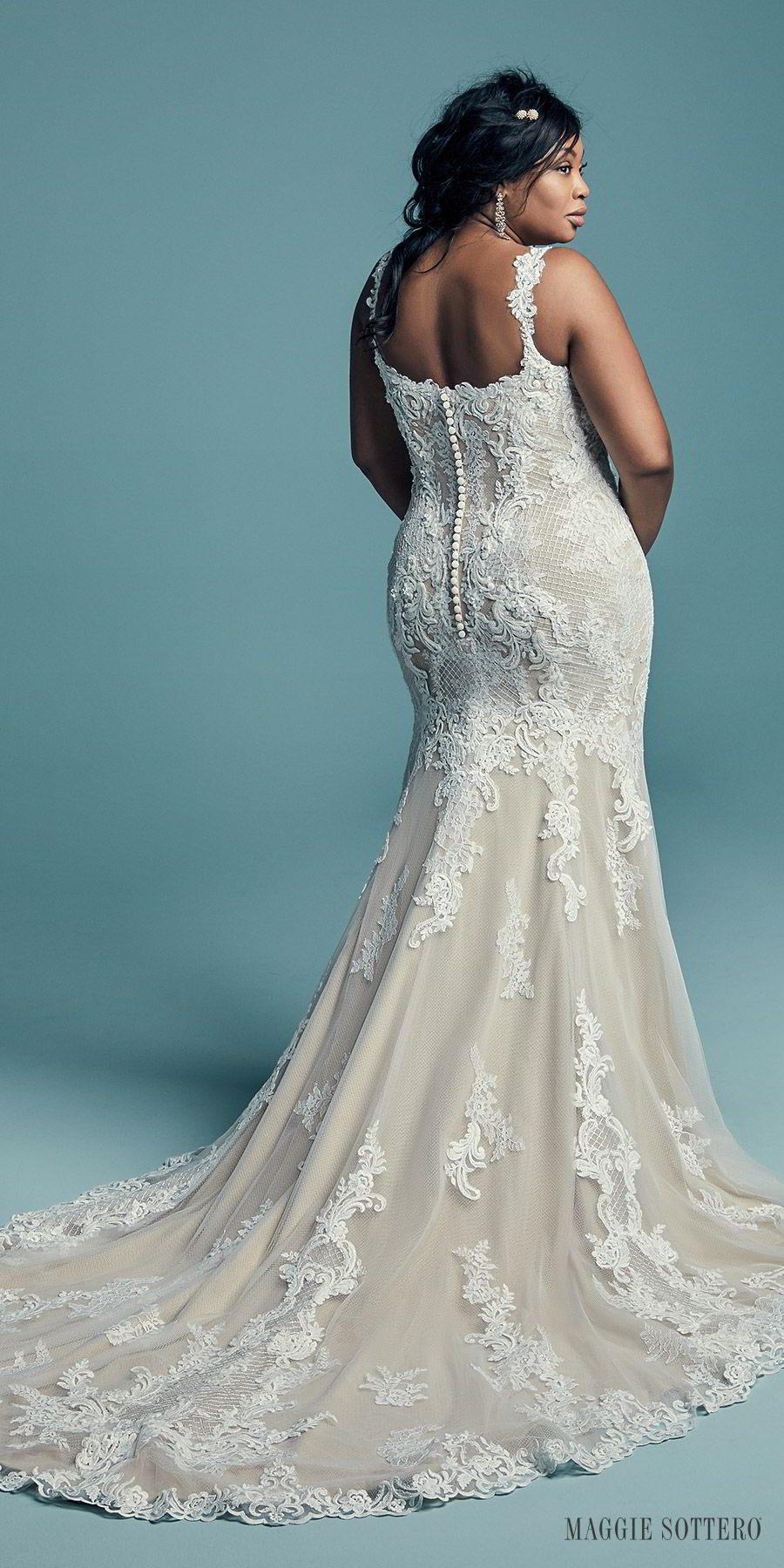 maggie sottero fall 2018 bridal sleeveless with strap sweetheart neckline full embellishment elegant mermaid wedding dress chapel train (abbie lynette) bv