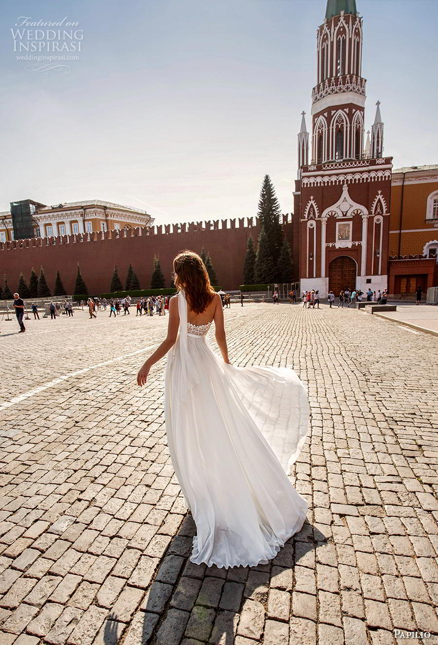 papilio 2019 bridal sleeveless halter neck sweetheart neckline full embellishment sexy body suit wedding dress a  line overskirt chapel train (7) bv