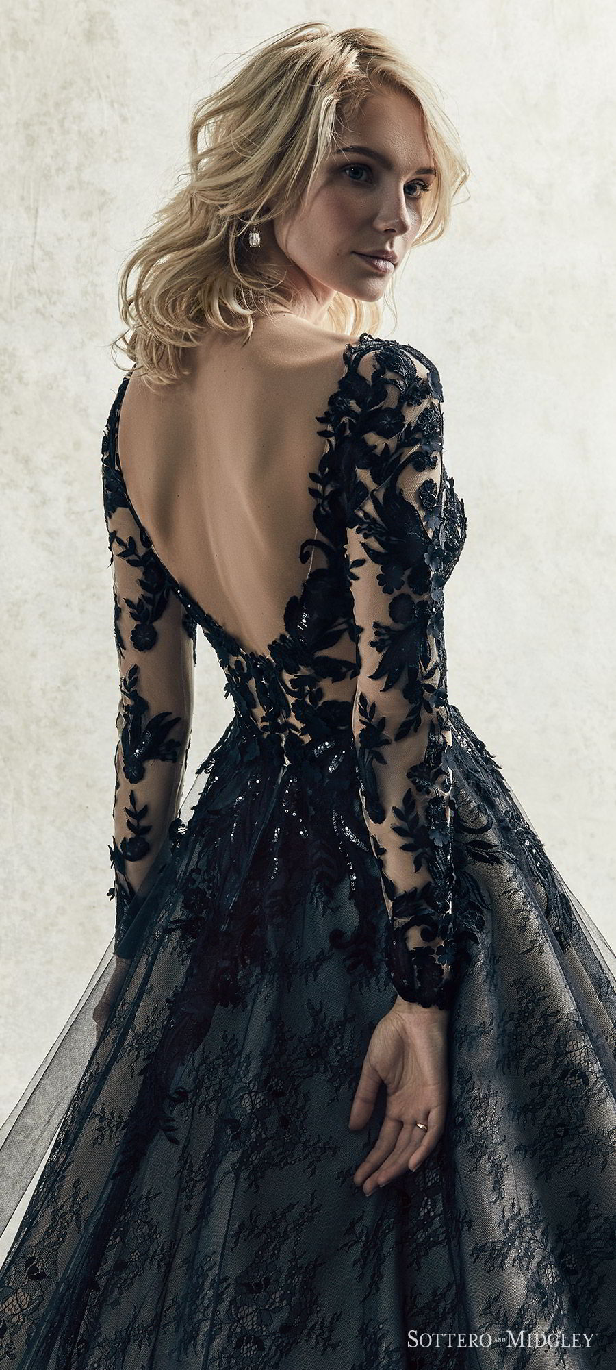 black and ivory wedding dress