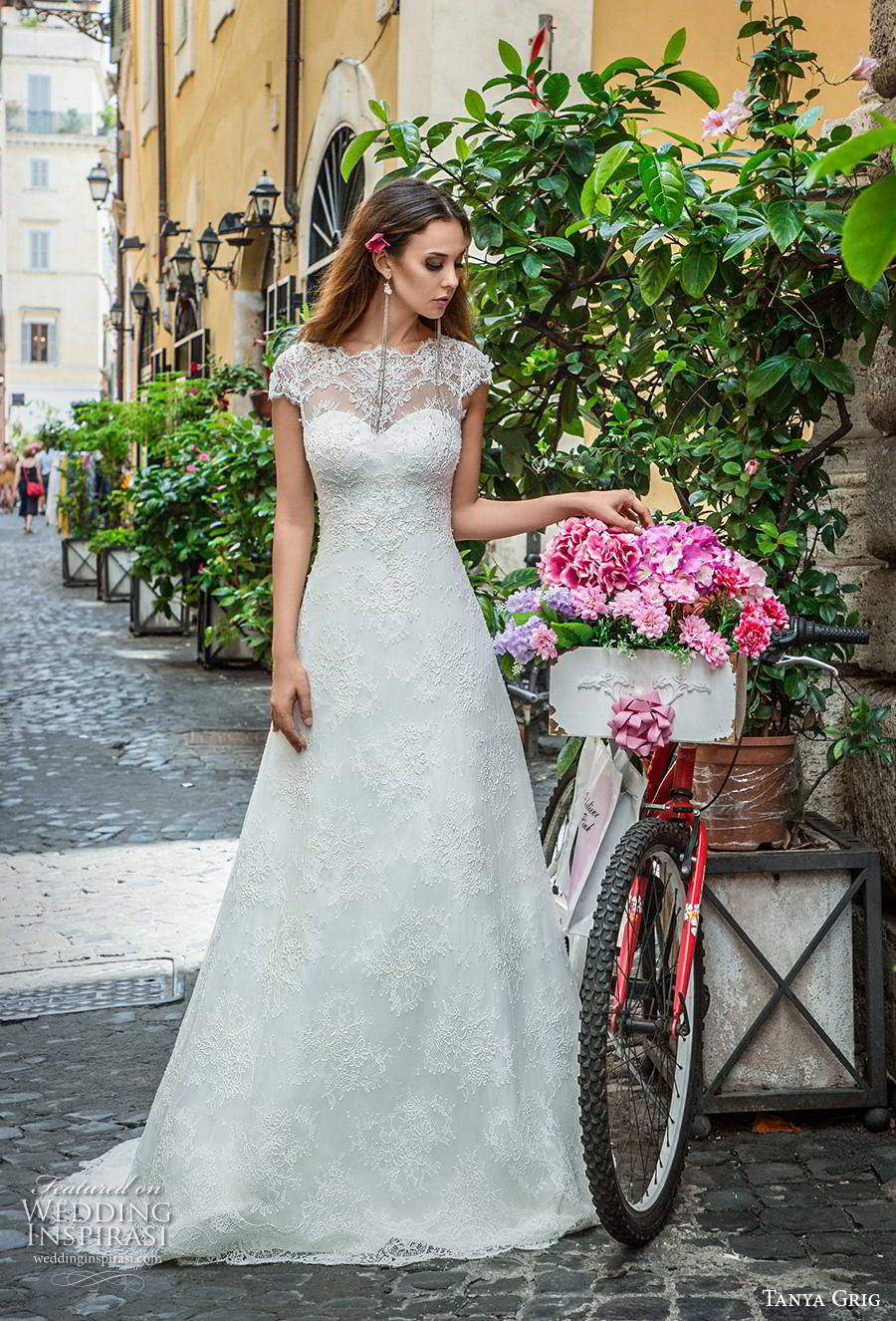 tanya grig 2019 bridal cap sleeves illusion bateau sweetheart neckline full embellishment romantic a  line wedding dress lace button back sweep train (6) mv