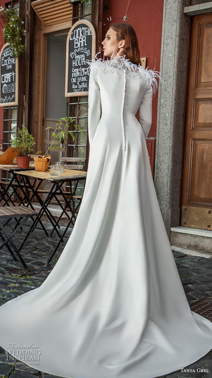 tanya grig 2019 bridal long sleeves bateau neckline simple minimalist elegant modified a  line wedding dress covered back chapel train (18) bv