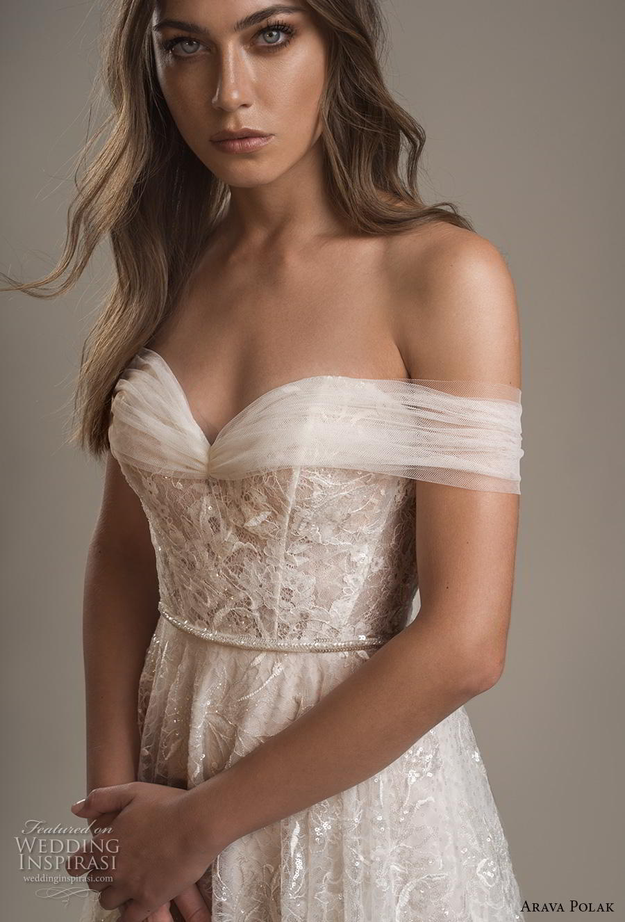 arava polak 2019 bridal off the shoulder sweetheart neckline full embellishment romantic a line wedding dress mid back sweep train (8) zv arava polak 2019 bridal off the shoulder sweetheart neckline full embellishment romantic a line wedding dress mid back sweep train (8) zv