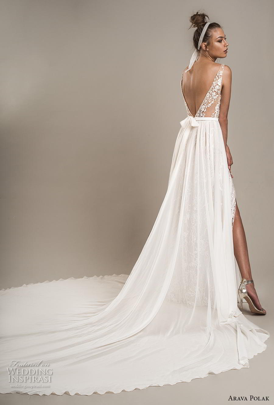 arava polak 2019 bridal sleeveless bateau neckline heavily embellished bodice slit skirt romantic soft a line wedding dress backless v back chapel train (5) bv arava polak 2019 bridal sleeveless bateau neckline heavily embellished bodice slit skirt romantic soft a line wedding dress backless v back chapel train (5) bv