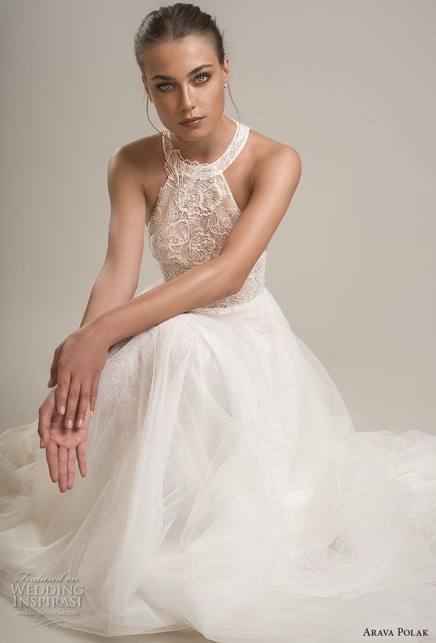 arava polak 2019 bridal sleeveless halter neck heavily embellished bodice tulle skirt romantic a line wedding dress backless low back chapel train (12) zv arava polak 2019 bridal sleeveless halter neck heavily embellished bodice tulle skirt romantic a line wedding dress backless low back chapel train (12) zv