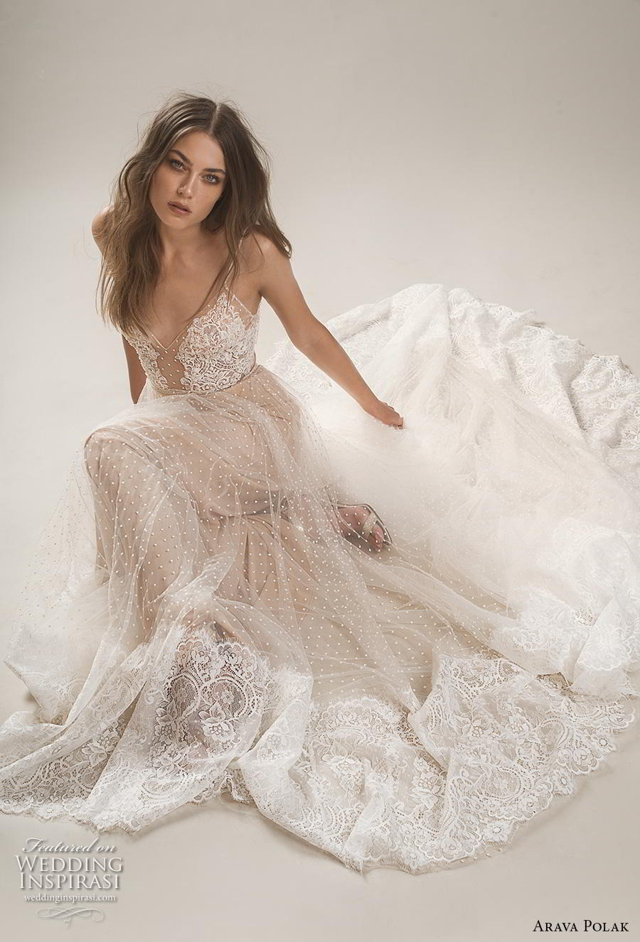 arava polak 2019 bridal sleeveless spaghetti strap deep sweetheart neckline heavily embellished bodice romantic a line wedding dress backless chapel train (1) mv arava polak 2019 bridal sleeveless spaghetti strap deep sweetheart neckline heavily embellished bodice romantic a line wedding dress backless chapel train (1) mv
