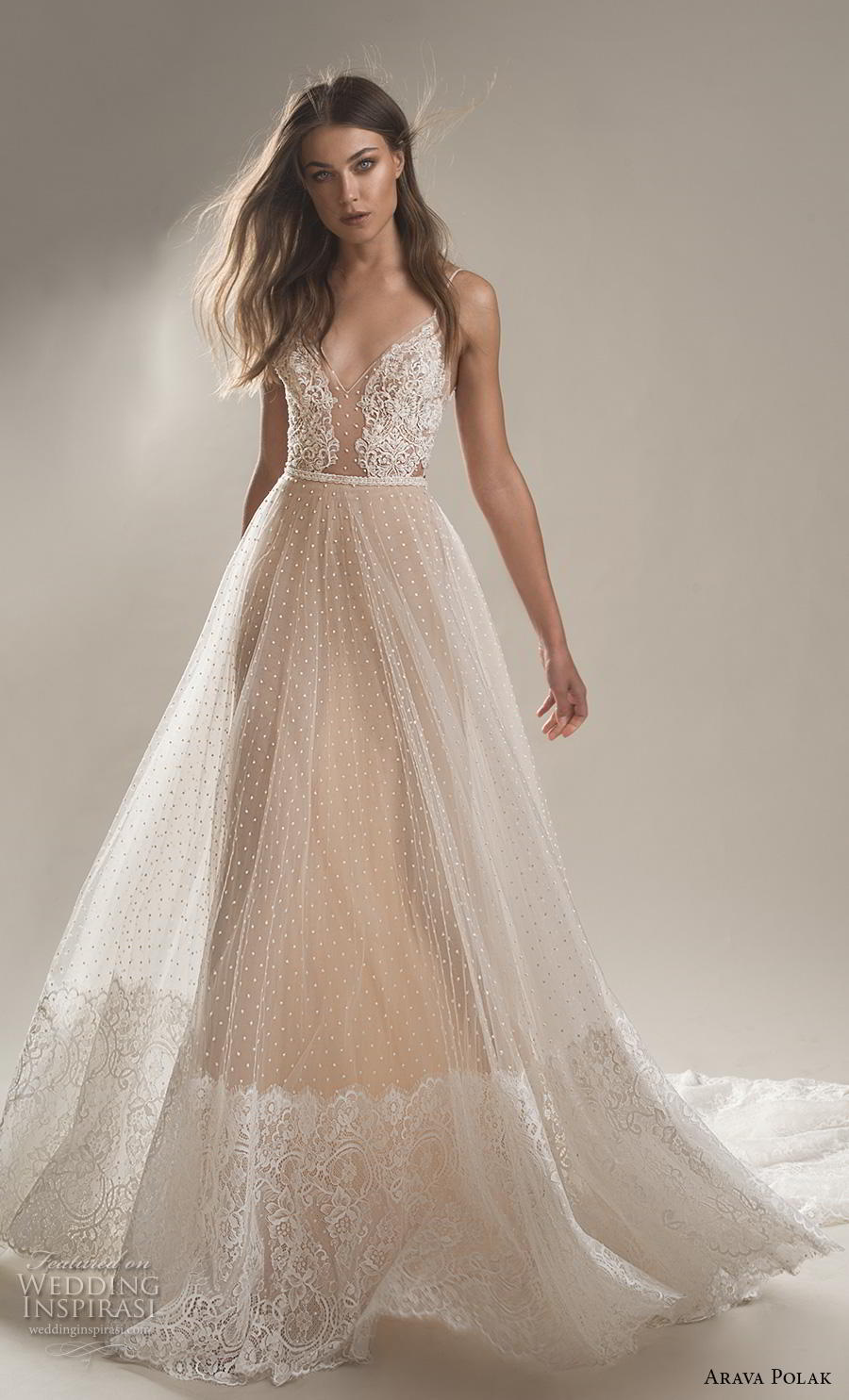 arava polak 2019 bridal sleeveless spaghetti strap deep sweetheart neckline heavily embellished bodice romantic a line wedding dress backless chapel train (1) mv arava polak 2019 bridal sleeveless spaghetti strap deep sweetheart neckline heavily embellished bodice romantic a line wedding dress backless chapel train (1) mv