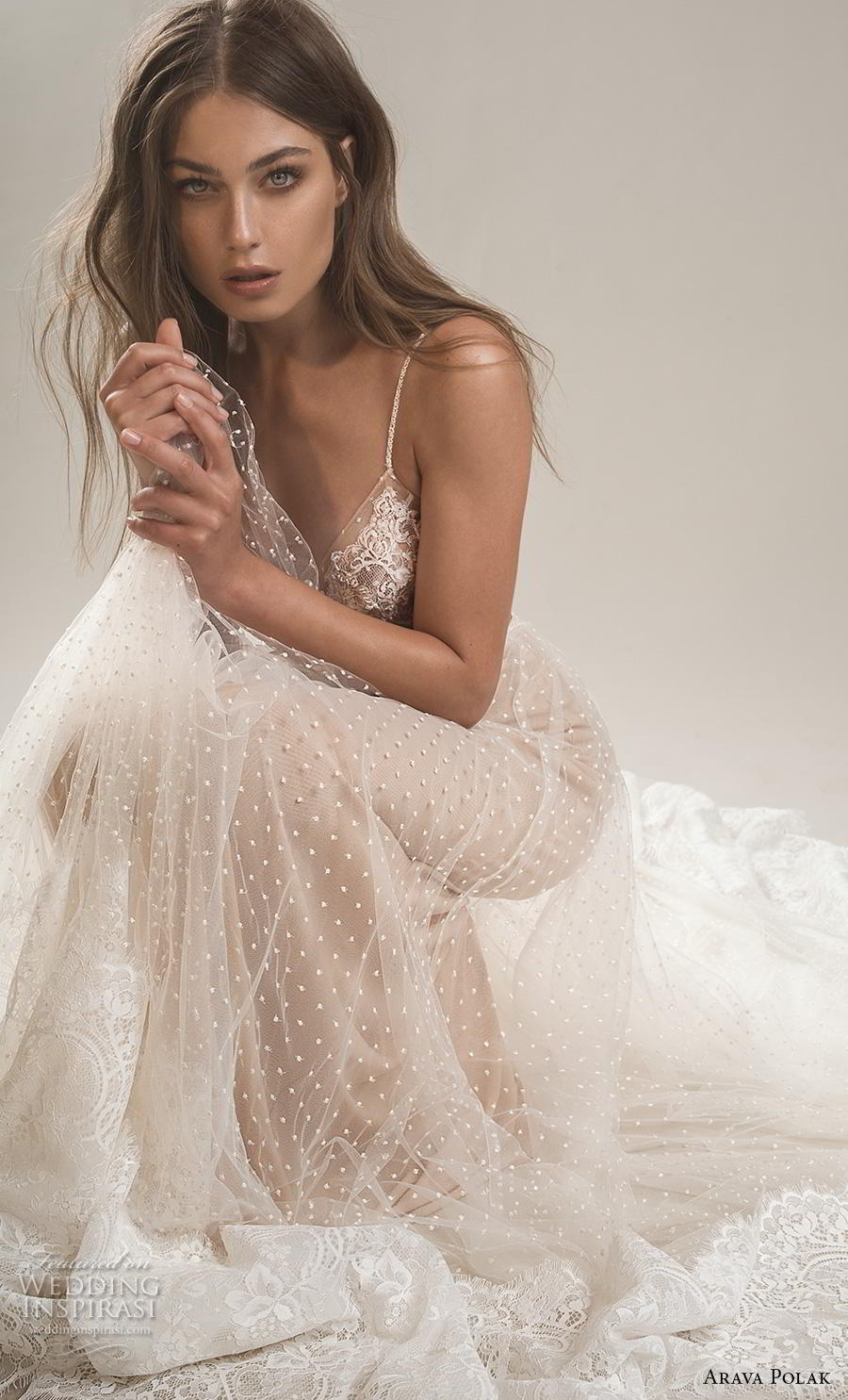 arava polak 2019 bridal sleeveless spaghetti strap deep sweetheart neckline heavily embellished bodice romantic a line wedding dress backless chapel train (1) zv arava polak 2019 bridal sleeveless spaghetti strap deep sweetheart neckline heavily embellished bodice romantic a line wedding dress backless chapel train (1) zv