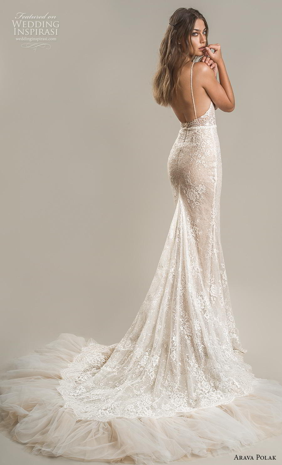 arava polak 2019 bridal sleeveless spaghetti strap deep v neck full embellishment elegant sexy fit and flare wedding dress backless low back chapel train (3) bv arava polak 2019 bridal sleeveless spaghetti strap deep v neck full embellishment elegant sexy fit and flare wedding dress backless low back chapel train (3) bv
