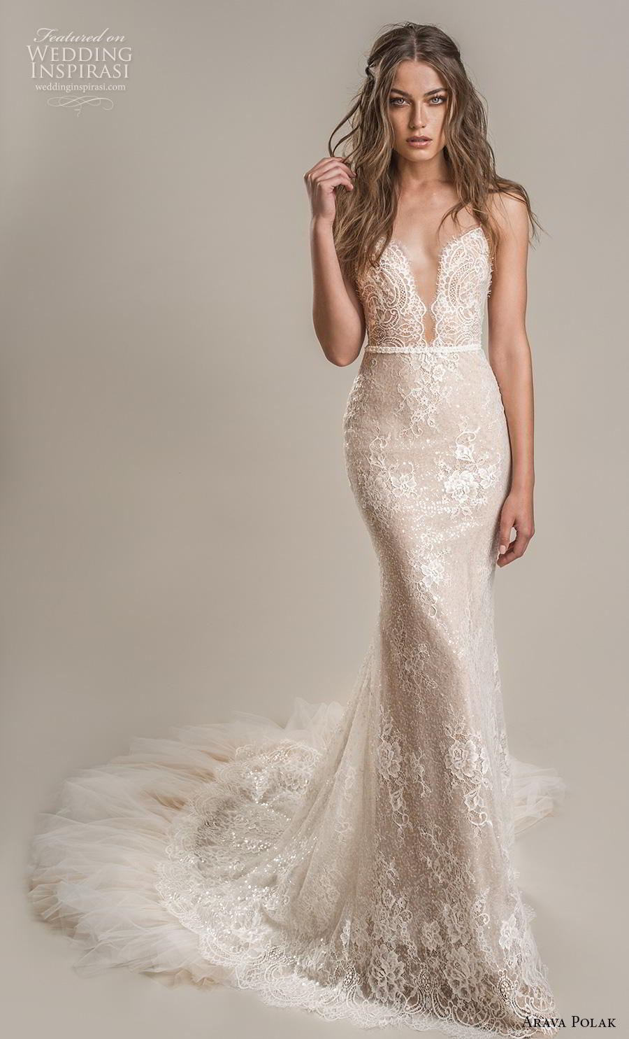 arava polak 2019 bridal sleeveless spaghetti strap deep v neck full embellishment elegant sexy fit and flare wedding dress backless low back chapel train (3) mv arava polak 2019 bridal sleeveless spaghetti strap deep v neck full embellishment elegant sexy fit and flare wedding dress backless low back chapel train (3) mv