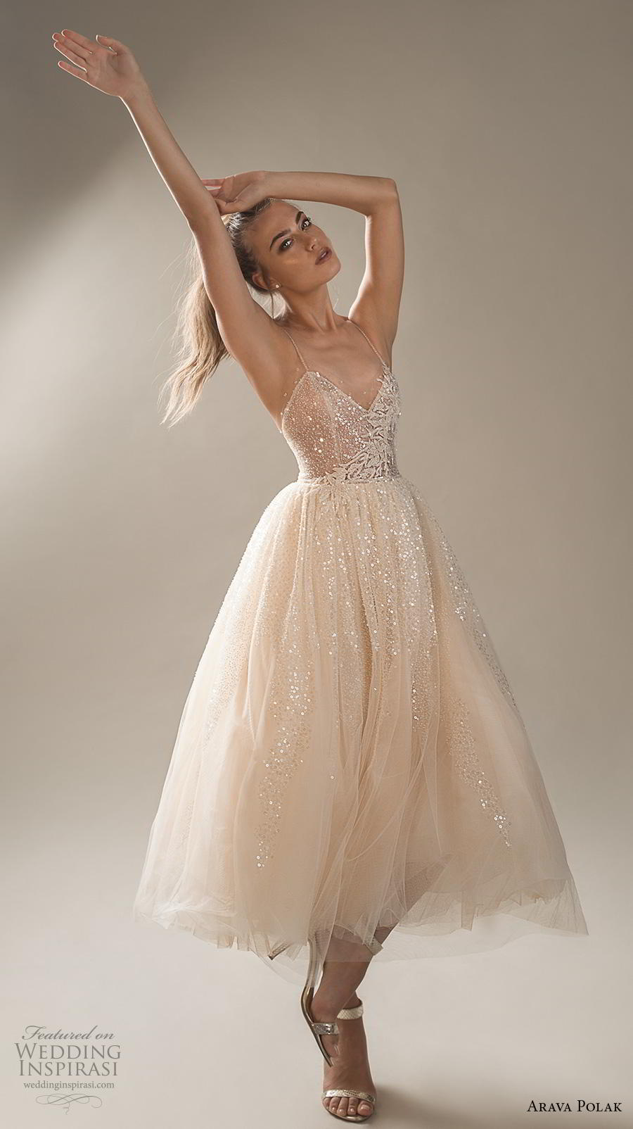 arava polak 2019 bridal sleeveless spaghetti strap diamond neckline heavily embellished bodice romantic ivory tea length short wedding dress backless (13) mv arava polak 2019 bridal sleeveless spaghetti strap diamond neckline heavily embellished bodice romantic ivory tea length short wedding dress backless (13) mv