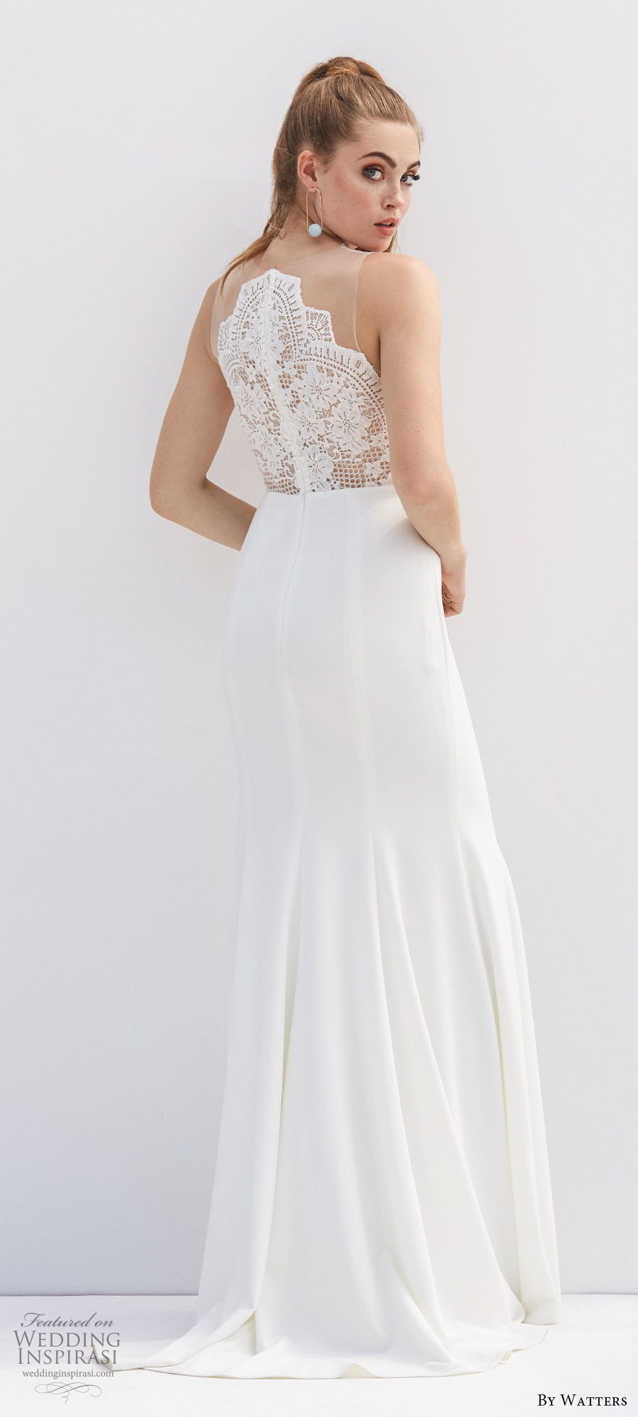 by watters 2020 bridal sleeveless illusion jewel neck sheer lace bodice fit flare sheath trumpet wedding dress (8) clean modern chic bv by watters 2020 bridal sleeveless illusion jewel neck sheer lace bodice fit flare sheath trumpet wedding dress (8) clean modern chic bv