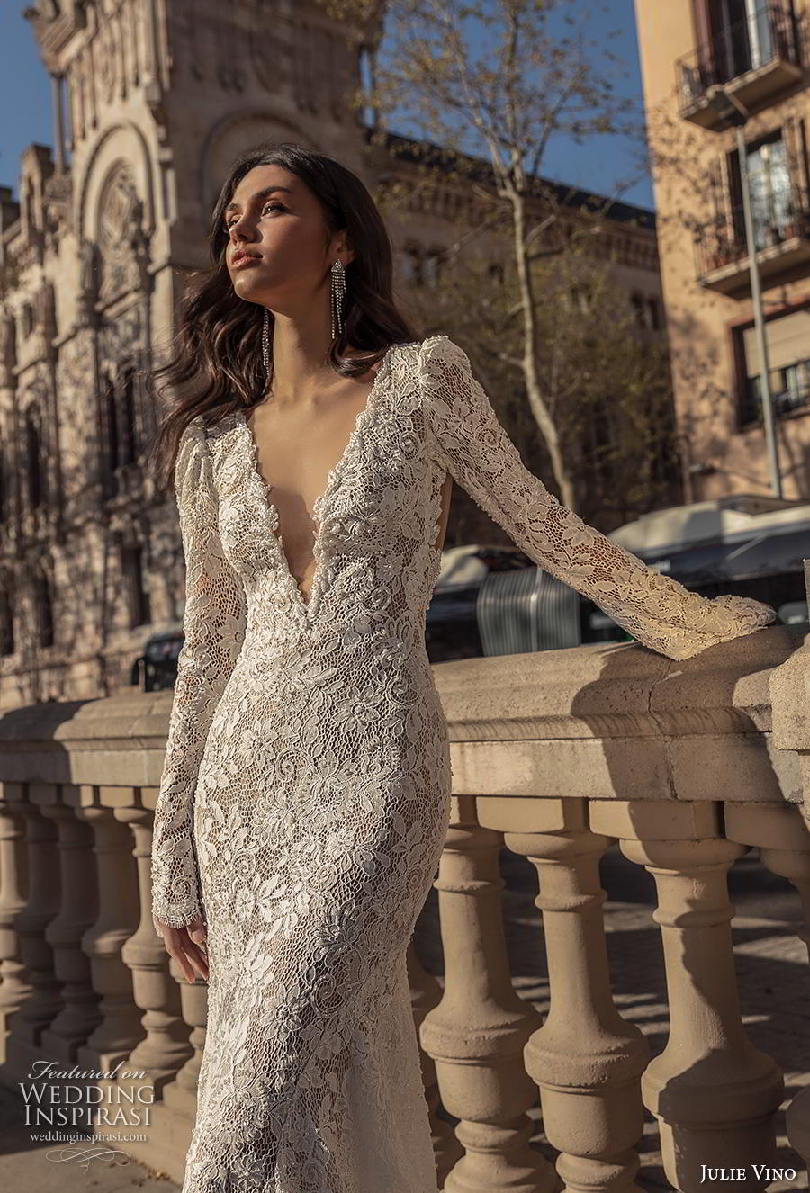 julie vino 2020 barcelona bridal long sleeves deep v neck full embellishment elegant fit and flare wedding dress backless low back medium train (6) zv