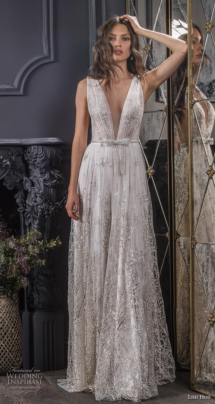 lihi hod spring 2020 bridal sleeveless deep v neck full embellishment open side romantic sexy soft a  line wedding dress sweep train (5) mv