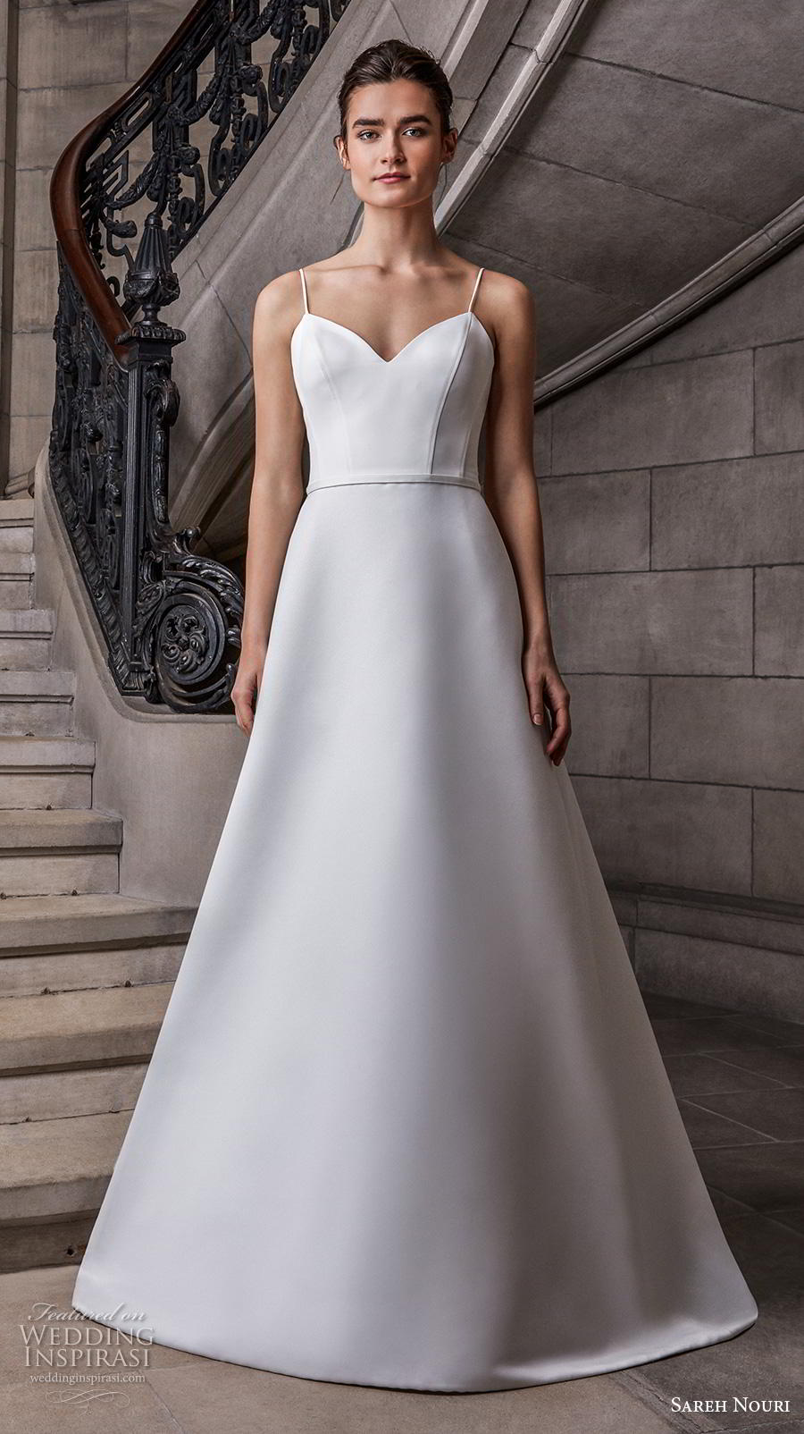 sareh nouri s2020 bridal sleeveless spaghetti strap sweetheart neckline simple minimalist elegant a  line wedding dress backless chapel train (11) mv