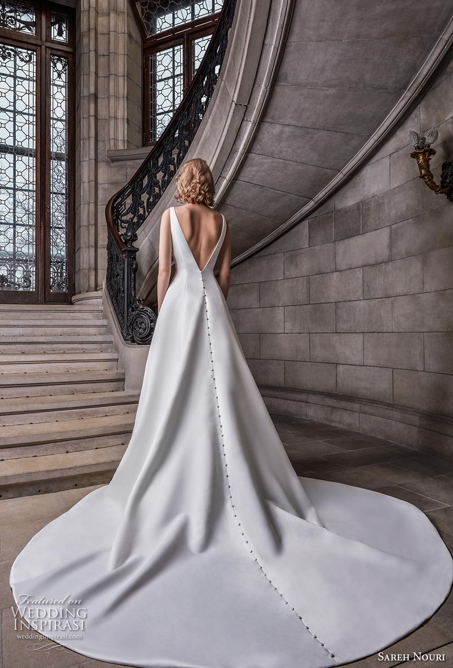 sareh nouri s2020 bridal sleeveless v neck simple minimalist elegant a  line wedding dress backless v back chapel train (7) bv