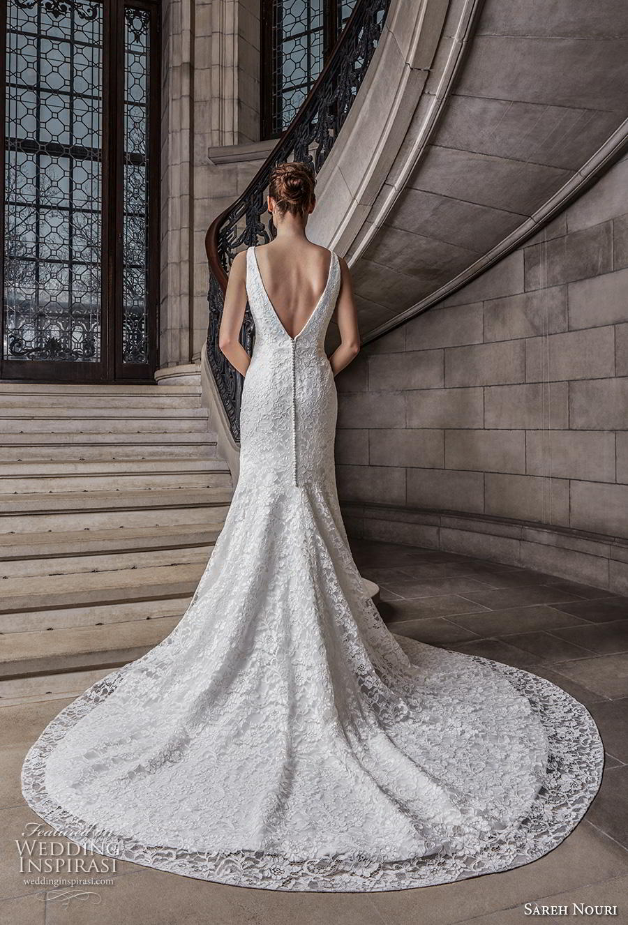 sareh nouri s2020 bridal sleeveless with strap v neck full embellishment elegant drop waist modified a  lline wedding dress backless v back chapel train (13) bv