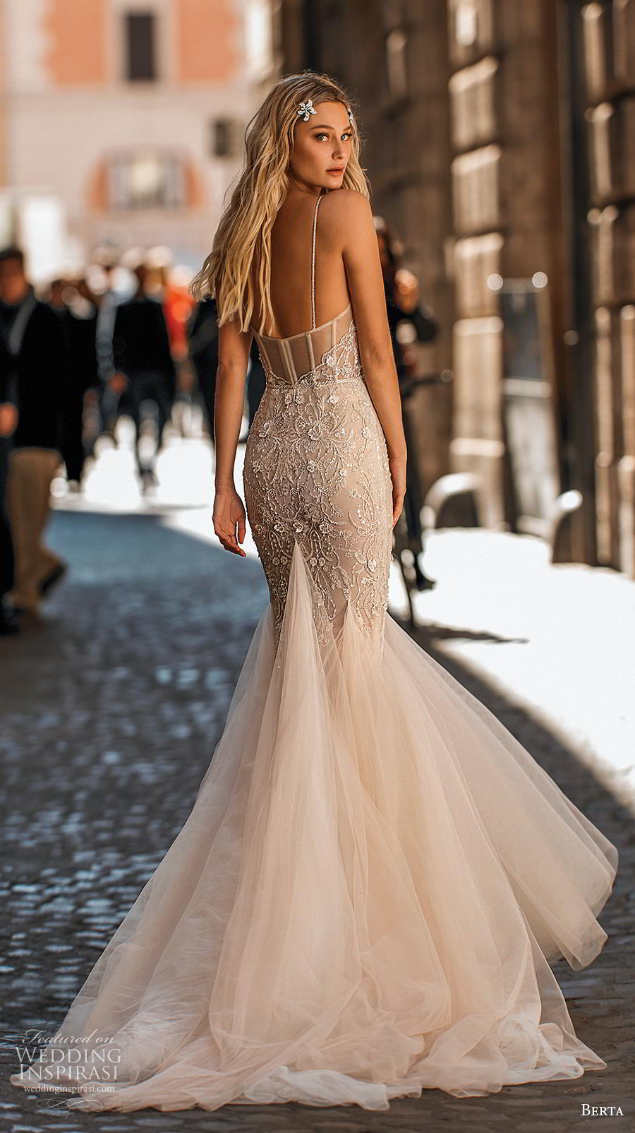 berta 2020 privee bridal spaghetti strap sweetheart neckline full embellishment romantic pretty mermaid wedding dress mid back chapel train (7) bv