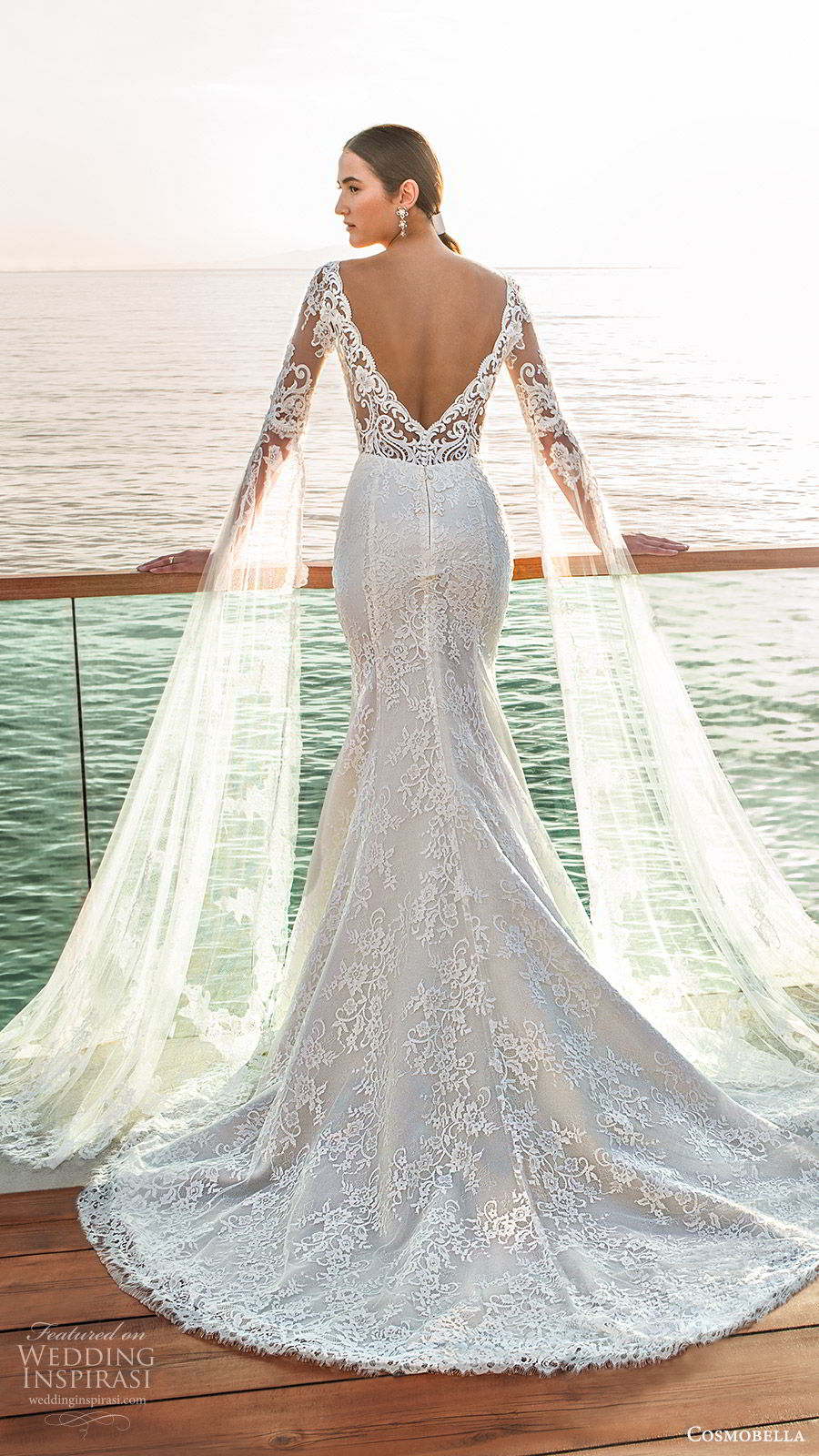 cosmobella 2020 bridal illusion half sleeves detached long split sleeves sweetheart neckline fully embellished lace fit flare trumpet mermaid wedding dress (6) romantic vintage chapel train bv cosmobella 2020 bridal illusion half sleeves detached long split sleeves sweetheart neckline fully embellished lace fit flare trumpet mermaid wedding dress (6) romantic vintage chapel train bv