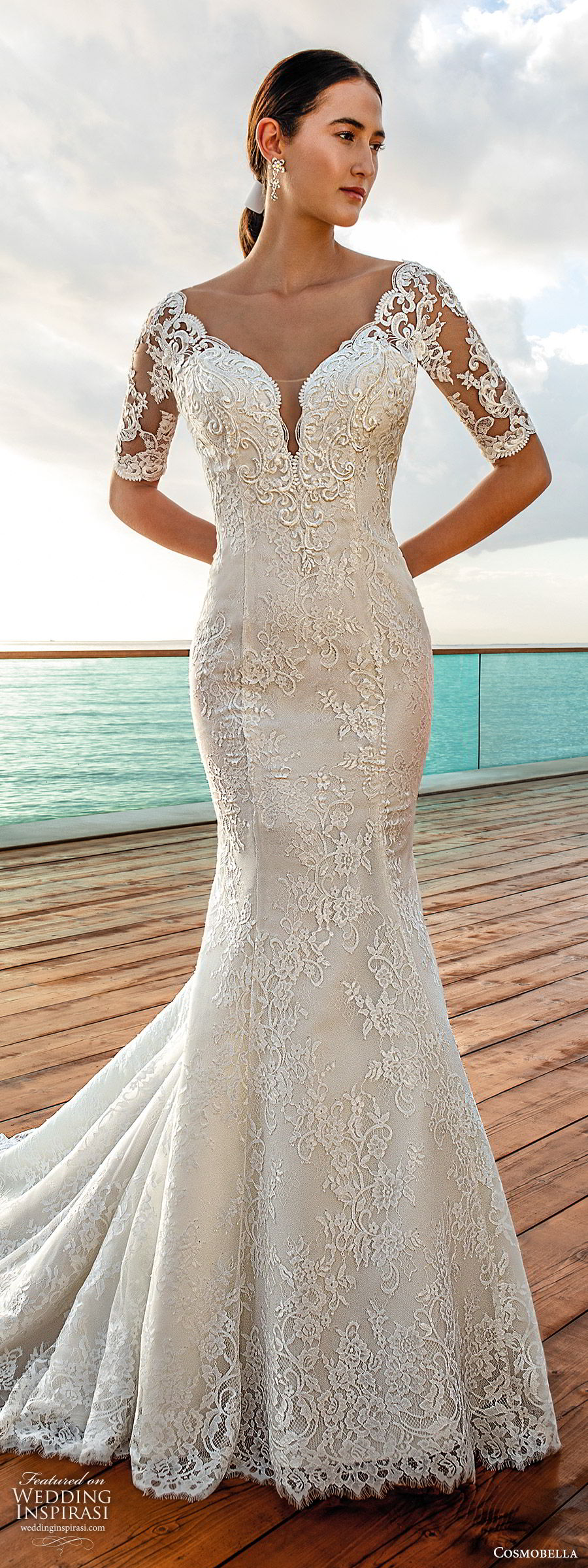 fit and flare illusion wedding dress