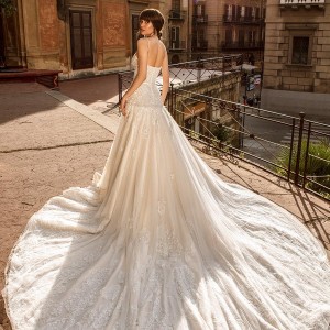 innocentia divina 2020 bridal sleeveless spaghetti strap sweetheart neckline heavily embellished bodice romantic a  line wedding dress mid back royal train (12) bv