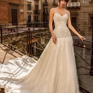 innocentia divina 2020 bridal sleeveless spaghetti strap sweetheart neckline heavily embellished bodice romantic a  line wedding dress mid back royal train (12) mv