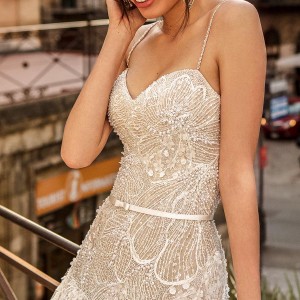 innocentia divina 2020 bridal sleeveless spaghetti strap sweetheart neckline heavily embellished bodice romantic a  line wedding dress mid back royal train (12) zv