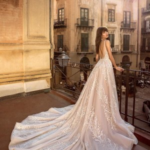 innocentia divina 2020 bridal sleeveless thin strap v neck full embellishment romantic a  line wedding dress backless v back royal train (2) bv