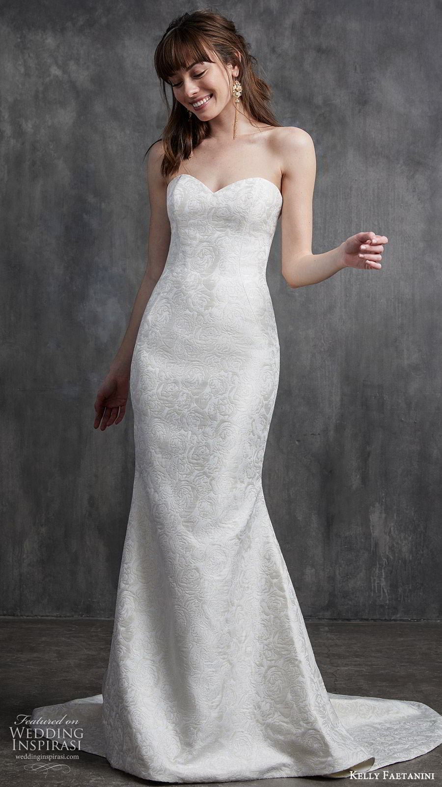 kelly faetanini spring 2020 bridal strapless sweetheart sheath mermaid embellished wedding dress (9) chapel train elegant classic mv