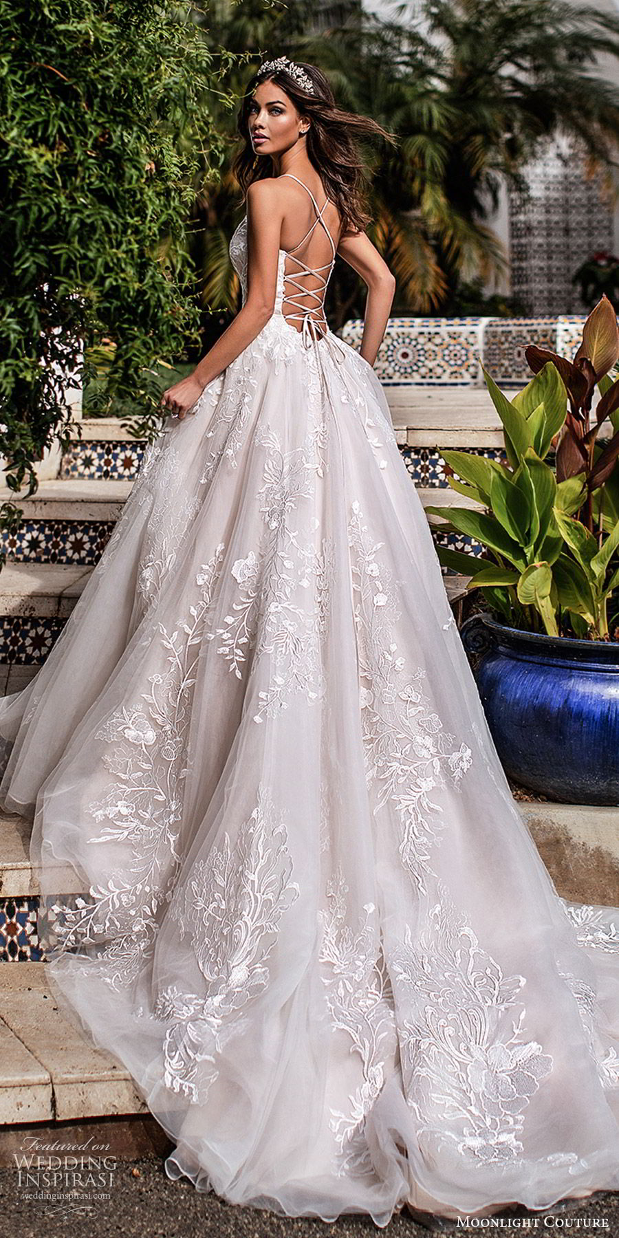 moonlight couture fall 2019 bridal sleeveless thin straps split sweetheart neckline fully embellished a line ball gown wedding dress (9) romantic princess chapel train open back bv