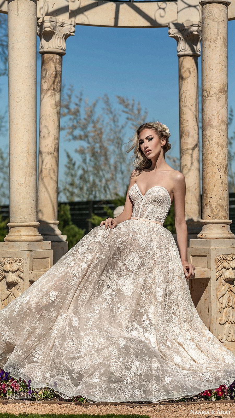 naama anat spring 2020 bridal strapless sweetheart fully embellished a line ball gown wedding dress (3) sweep train romantic elegant fv